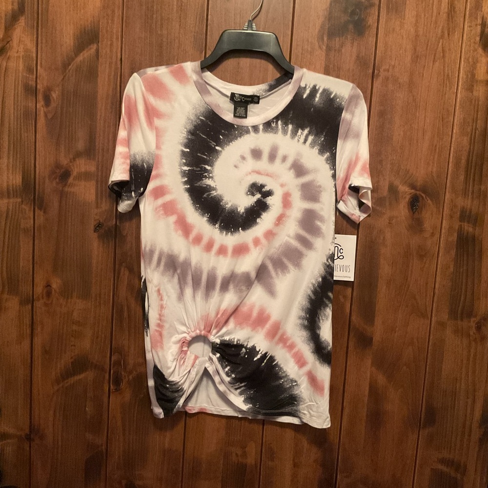 Miss Chievous Black and Pink Spiral Tie-Dye Twist Tee